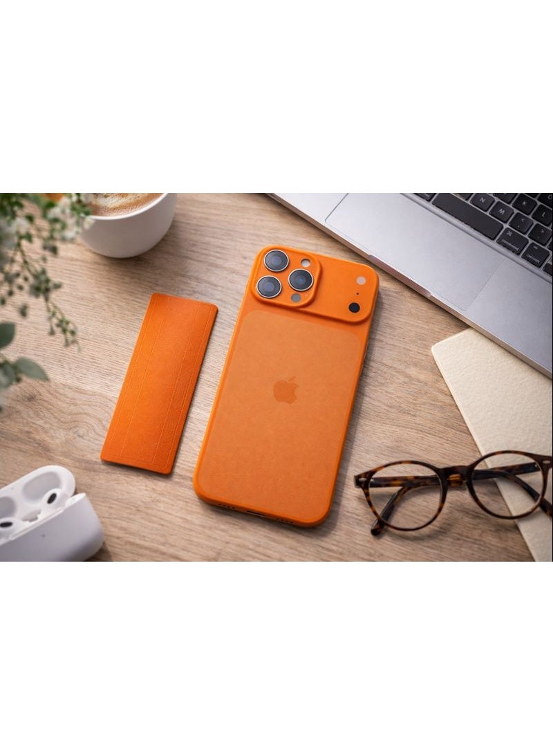 استيكر حماية خلفي لهاتف iPhone 16 Pro Max – لون برتقالي مات فاخر – حماية للظهر وإطار الكاميرا – مقاوم للخدش والبصمات – سهل التركيب والإزالة - Image 4
