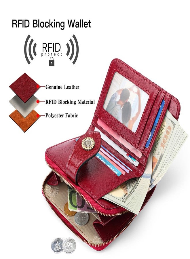 SENDEFN Small Womens Wallet Leather RFID Blocking with Multiple Card Slots and Zipper Coin Pocket - Image 3