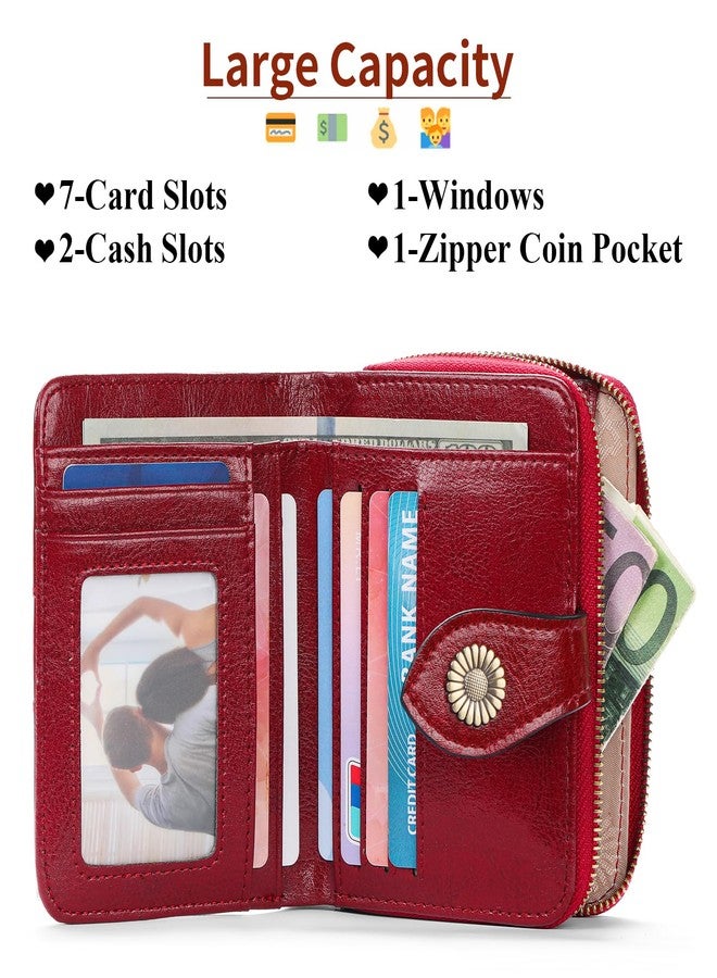 SENDEFN Small Womens Wallet Leather RFID Blocking with Multiple Card Slots and Zipper Coin Pocket - Image 2