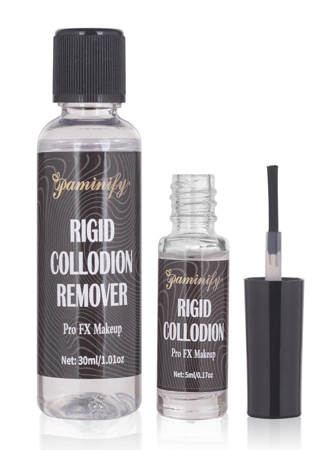 Paminify Rigid Collodion and Remover Kit,SFX Makeup Scarring Liquid with Brush,Liquid Scar Makeup,Special Effects Fake Scar for Halloween,Cosplay, Costume,5 ml+30 ml - Image 1