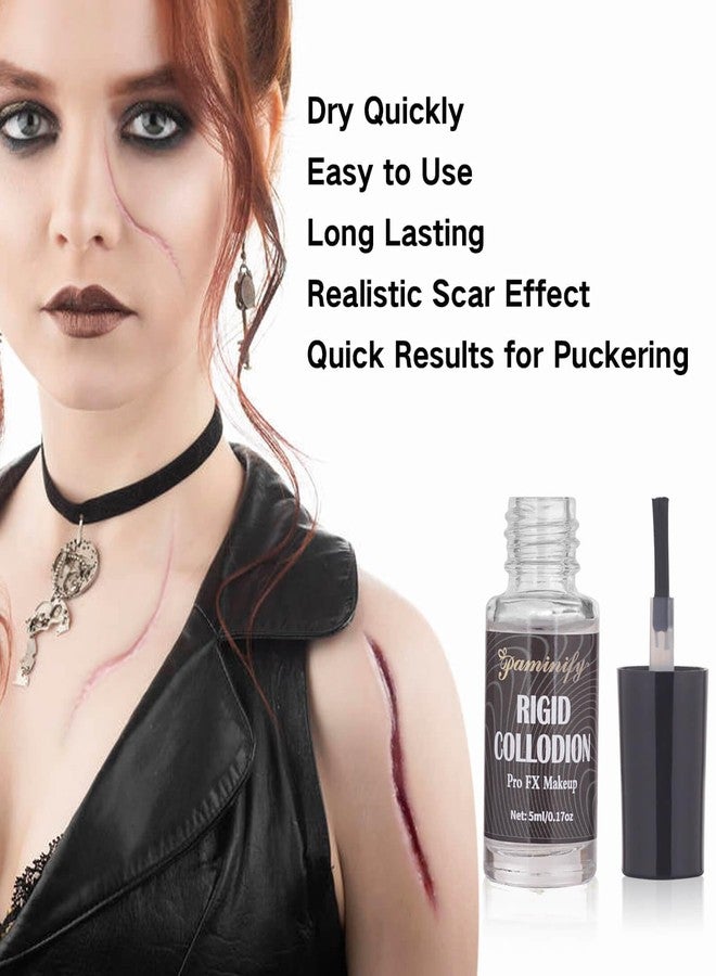 Paminify Rigid Collodion and Remover Kit,SFX Makeup Scarring Liquid with Brush,Liquid Scar Makeup,Special Effects Fake Scar for Halloween,Cosplay, Costume,5 ml+30 ml - Image 4