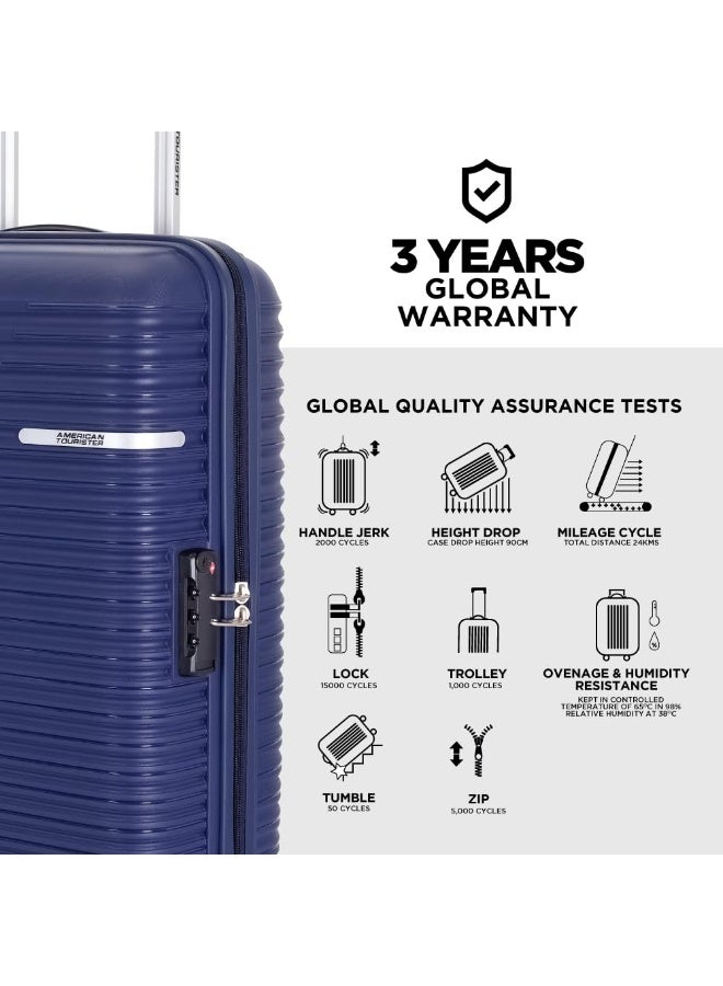 American Tourister Cabin Liftoff+ with TSA Lock & 8 Wheel, 55 CM Small Hard PP Suitcase for Travel/Trolley Bag for Travel/Travel Bag with Double Wheel for Women & Men - Midnight Blue - Image 4