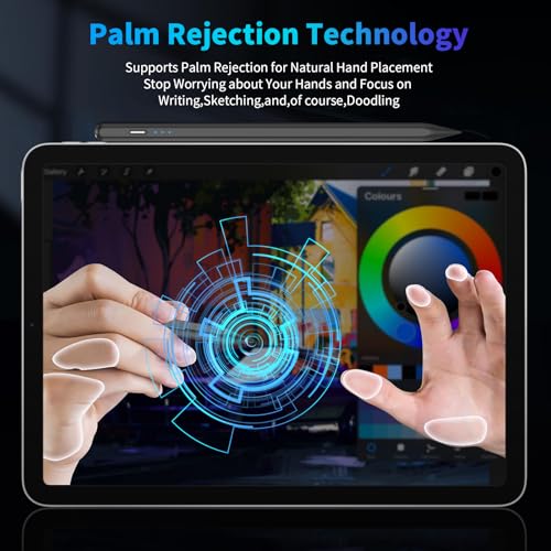 AMZBOSS Stylus Pen for iPad 2018-2025, USB C Fast Charging Magnetic Pen with Tilt Sensitivity & Palm Rejection, Pencil for IPad a16/6/7/8/9/10/11, iPad Pro 11"/12.9"/M4, iPad Air 3/4/5/M2/M3, Black - Image 5
