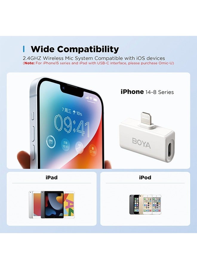 BOYA Omic-D Wireless Lavalier Microphone for iPhone MFi Certified, Noise Cancelling Lapel Microphone Wireless with Magnetic Clip iPhone Microphone for Video Recording YouTube Vlog - Image 3