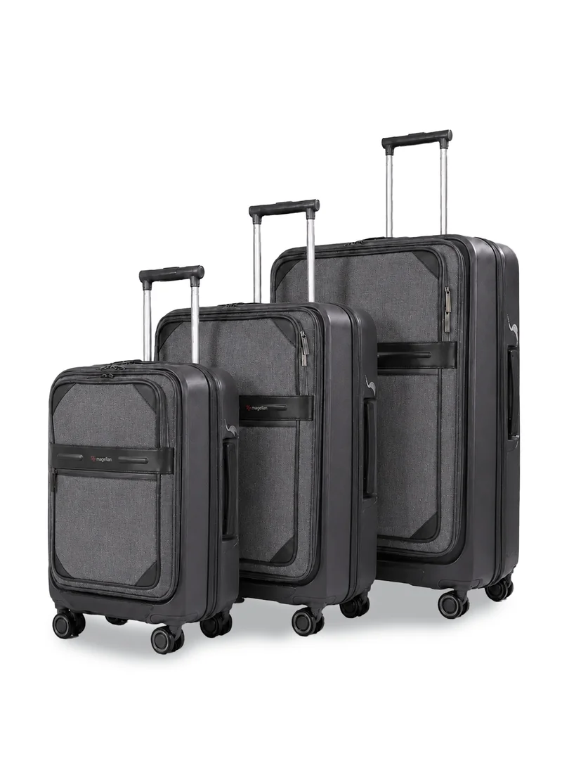 Magellan Magellan PC Hybrid Trolley 3 Piece Luggage Set PCF2584T4-3P – 20/25/29 Inch, 4 Spinner Wheels, TSA Lock, USB Port, Expandable