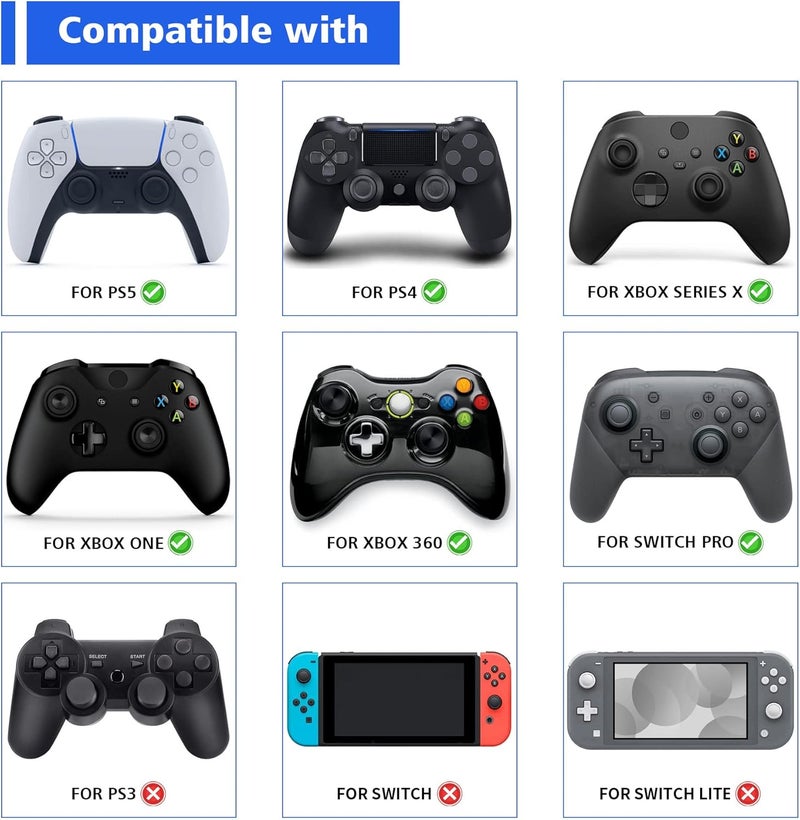 حامل وحدة تحكم ألعاب عالمي من PlayVital لوحدات تحكم Xbox Series X/S، حامل لوحة ألعاب لوحدات تحكم PS5/4، حامل عرض لوحدة تحكم Switch Pro – أسود صلب - Image 3