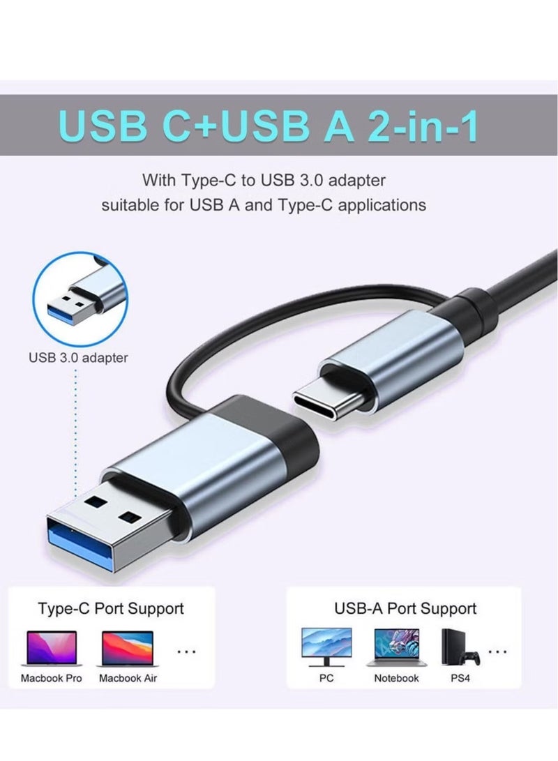 ELTRAZONE محور USB C 8 في 1 موزع USB، محور USB من الألمنيوم مع منافذ USB 3.0، USB 2.0، USB-C، قارئ بطاقات SD/TF، 3.5 مم AUX، متوافق مع MacBook Pro/Air، الكمبيوتر الشخصي، اللابتوب، أجهزة التابلت - رمادي فضائي - Image 3
