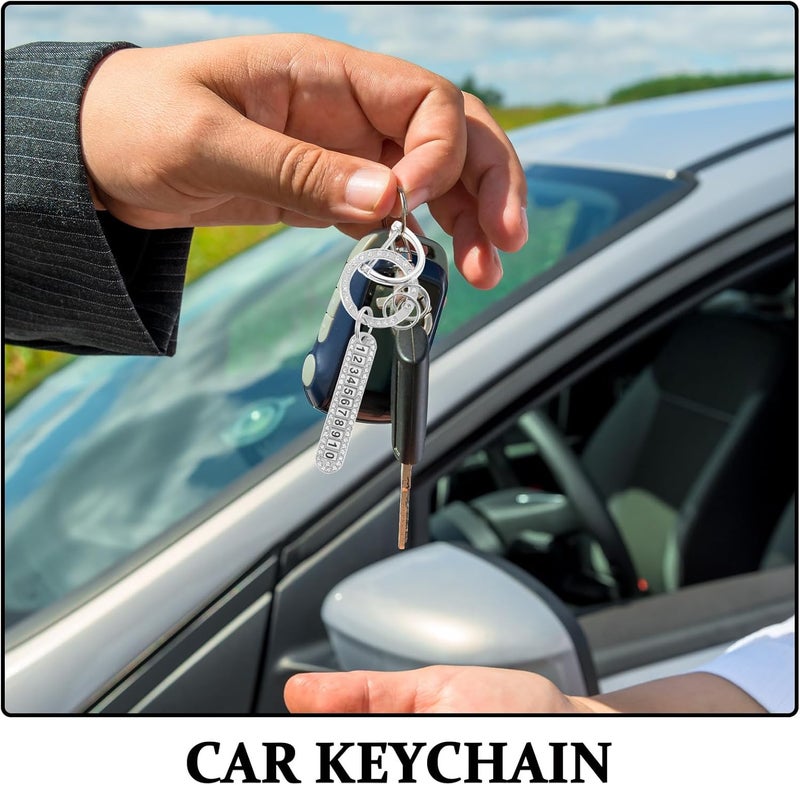 Rhinestone Car Keychain with Horseshoe Clasp and Silver-tone Bling Key Ring for Women Anti-lost Key Holder and Parking Accessories - Image 1