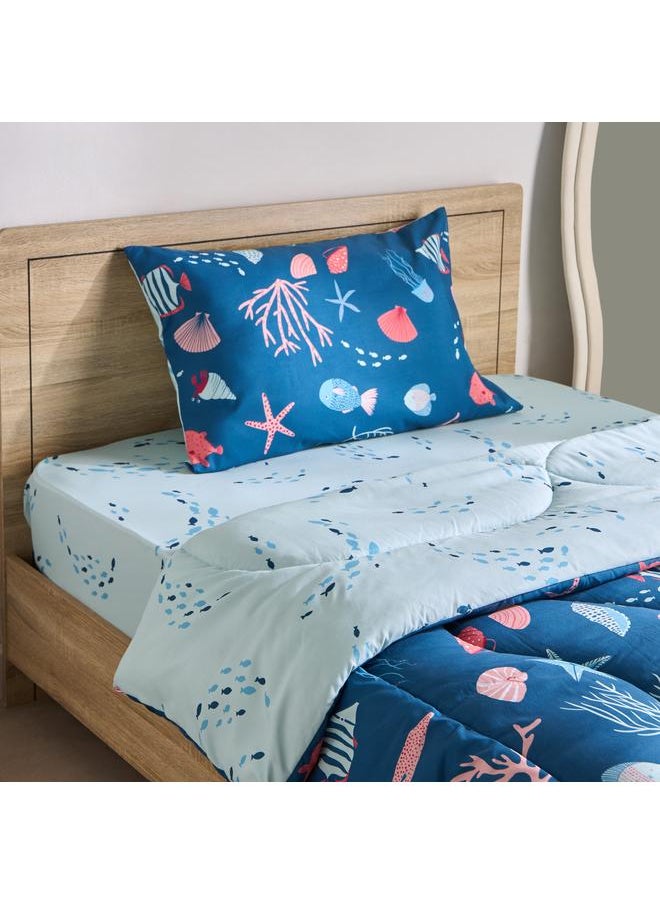 Home Box Joy 2-Piece Sea World Fishes Twin Microfibre Comforter Set - 160x220 cm  - Image 1