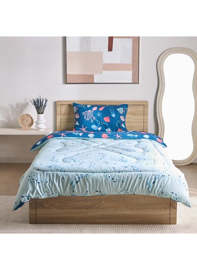 Home Box Joy 2-Piece Sea World Fishes Twin Microfibre Comforter Set - 160x220 cm  - Image 4