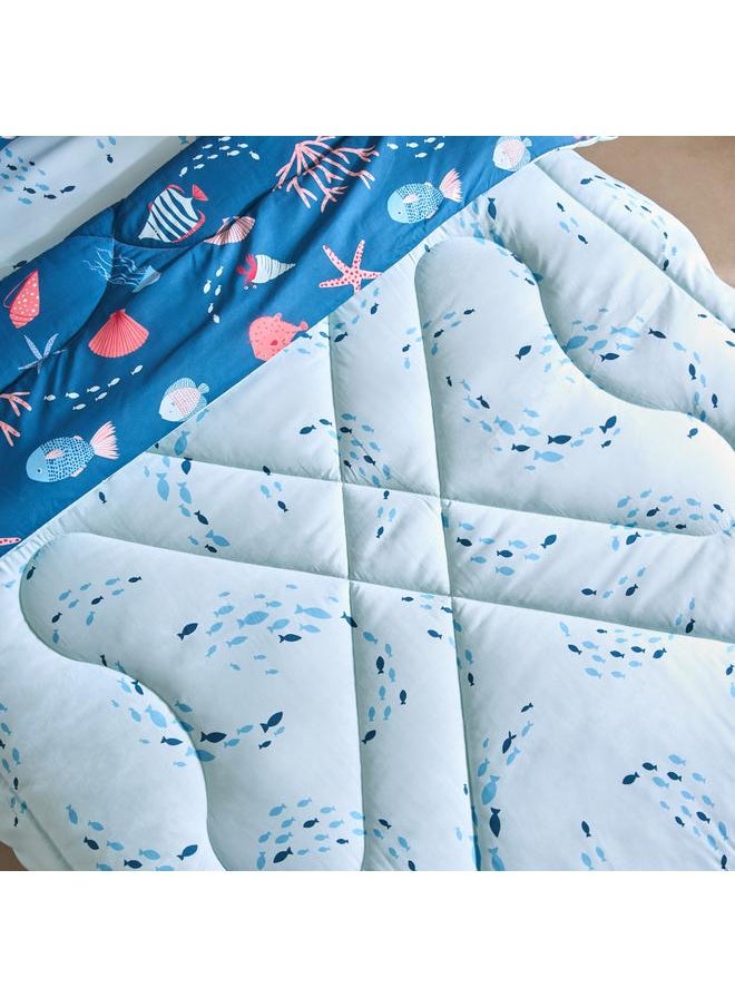 Home Box Joy 2-Piece Sea World Fishes Twin Microfibre Comforter Set - 160x220 cm  - Image 5