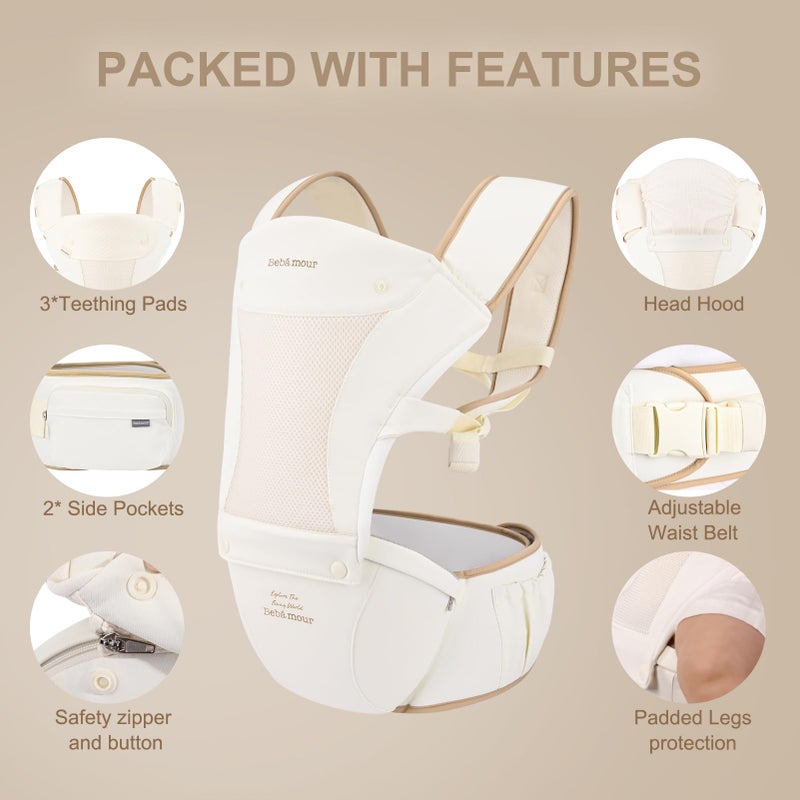 Bebamour Baby Carrier with Hip Seat - Image 3