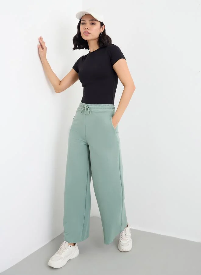 Styli Styli Wide Leg Joggers with Side Pocket