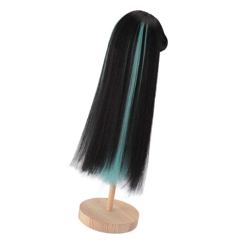 Straight Two Color Doll Wig High Temperature Fiber Black Green For 73 83 Inch Dolls - Image 3