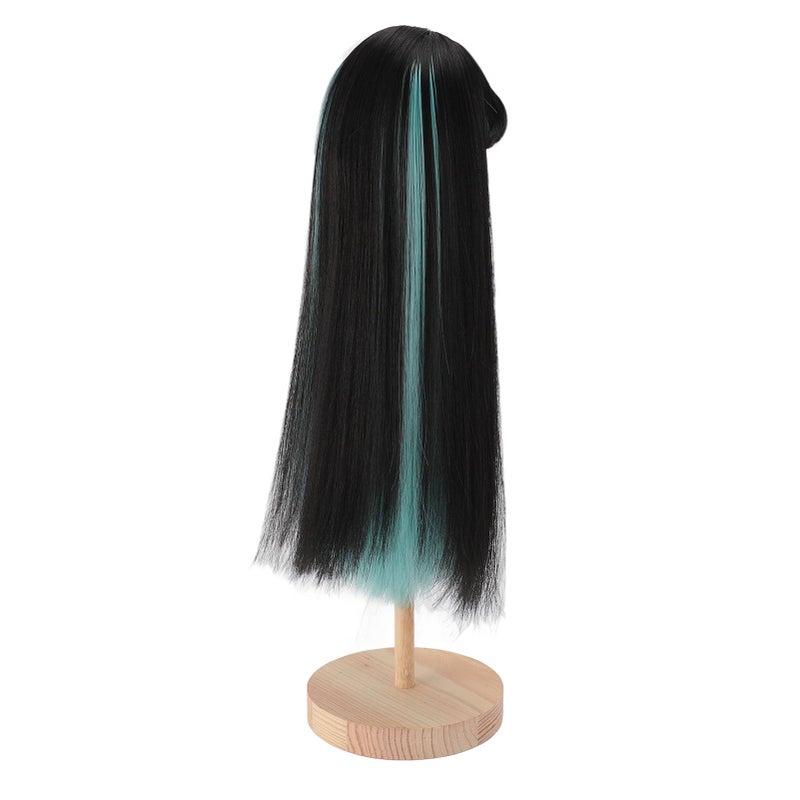Straight Two Color Doll Wig High Temperature Fiber Black Green For 73 83 Inch Dolls - Image 2