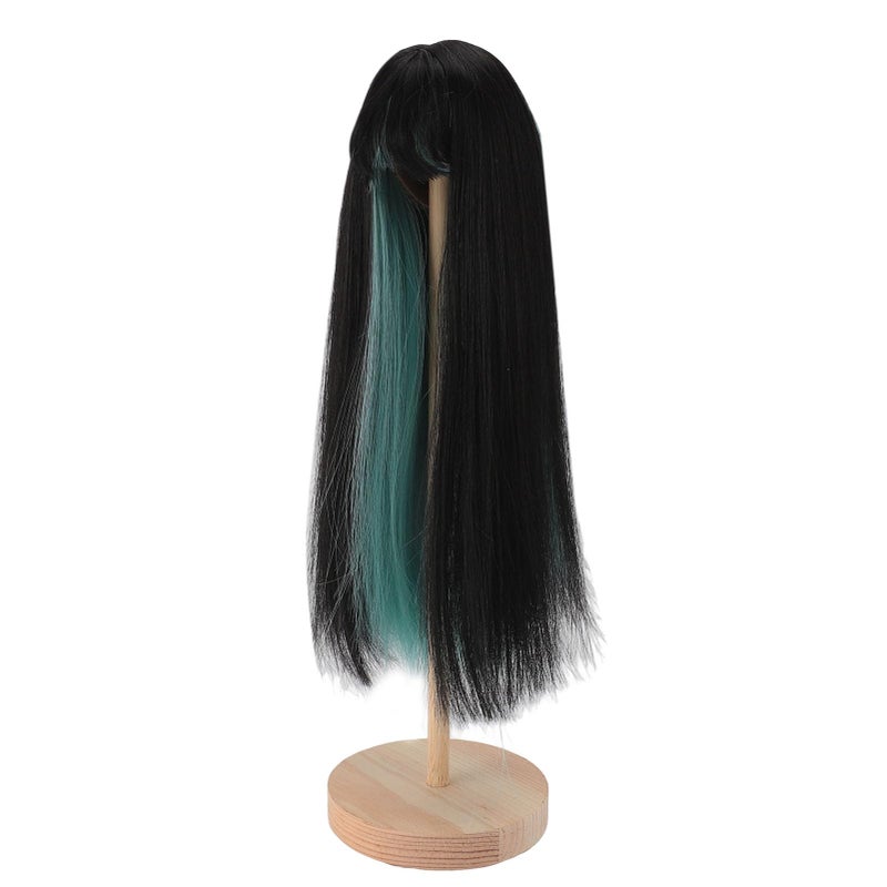 Straight Two Color Doll Wig High Temperature Fiber Black Green For 73 83 Inch Dolls - Image 4