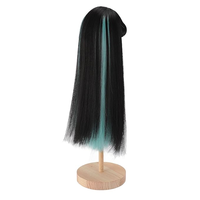 Straight Two Color Doll Wig High Temperature Fiber Black Green For 73 83 Inch Dolls - Image 1