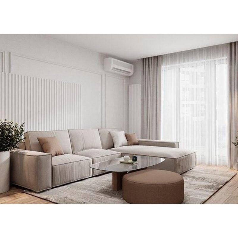 home house Linen and suede wood corner sofa - beige - Image 1