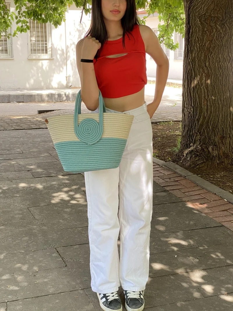 بدز ديري Jute Straw Look Handbag Beach Bag Shoulder Bag