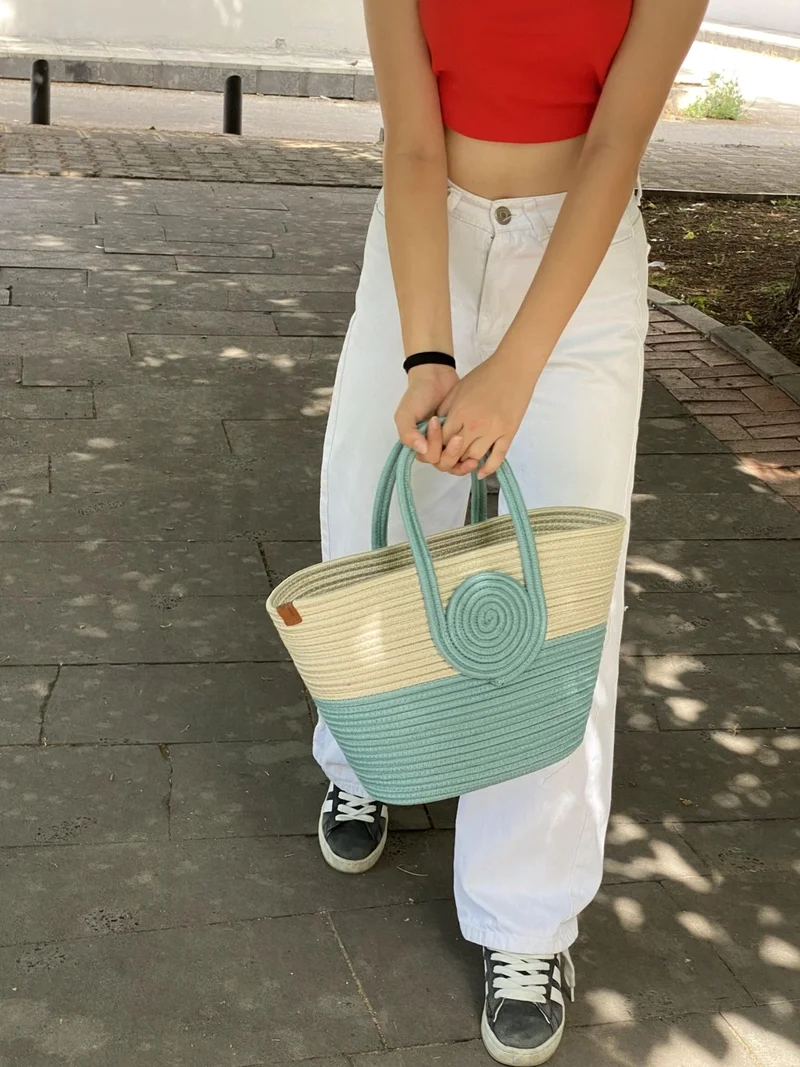 بدز ديري Jute Straw Look Handbag Beach Bag Shoulder Bag