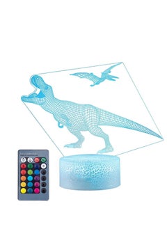 3D Dinosaur Night Light Decorative LED Bedside Desk Table Lamp 3D Illausion Light USB Power 7 Colors Changing Touch Switch for Kids Room Birthday Gifts Toys Boys Child