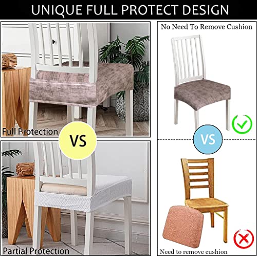 FABANE Spandex Universal Size Dining Chair Seat Cover Set Of 6 Seater Pcs Are Easily Washable Strechable And Comfortable For Dining Room Home Decor Slip Cover (Texture Brown) - Image 4