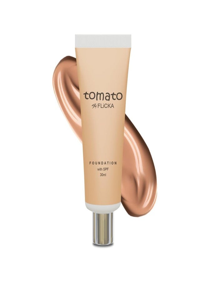 FLiCKA Tomato Liquid Foundation for Face Makeup 30ml | Light to Medium to Buildable Coverage | Moisturizing, Lightweight & Long Lasting | All Skin Types | 04 Walnut - Image 1