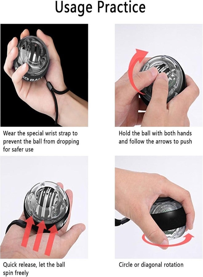 CRAZYABBS Auto Start Gyro Ball, Wrist Power Ball, Strengthener and Forearm Gyro Ball Wrist Exerciser, Wrist Ball for Strengthen Arms, Fingers, Wrist Bones Muscles, Auto-Start Colorful Lighting - Image 5