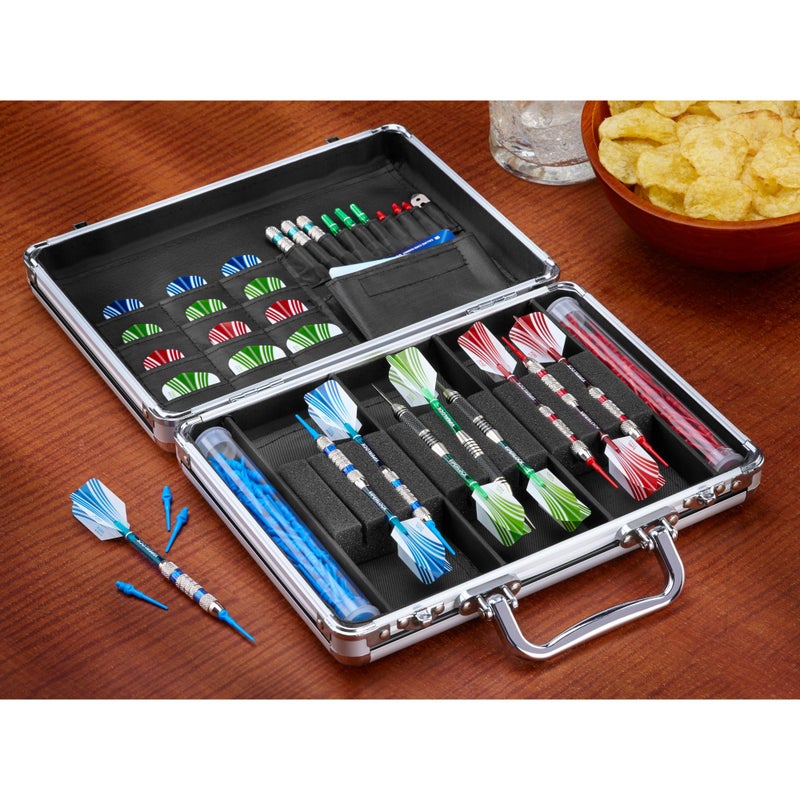 Casemaster Legion Aluminum Dart Case Holds 9 Steel Tip and Soft Tip Darts with Extra Space to Keep Flights in Shape, and Numerous Pockets and Tubes for Storage of Accessories,Black - Image 2