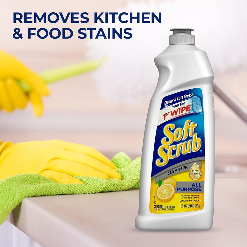 Soft Scrub Total All Purpose Bath & Kitchen Cleanser, Lemon Scent 24 oz - Image 5