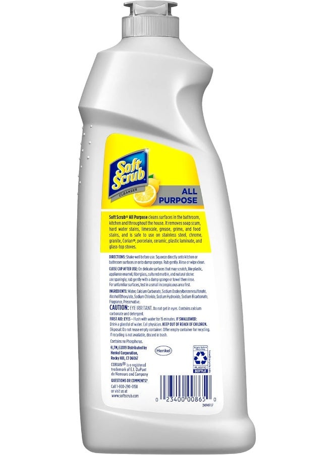 Soft Scrub Total All Purpose Bath & Kitchen Cleanser, Lemon Scent 24 oz - Image 2