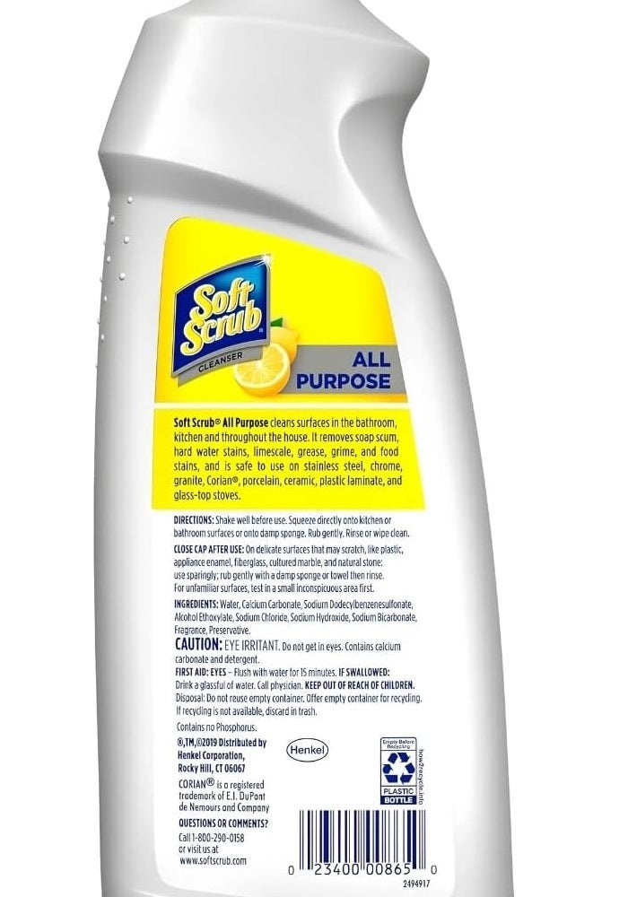 Soft Scrub Total All Purpose Bath & Kitchen Cleanser, Lemon Scent 24 oz - Image 3