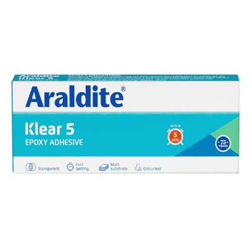 Araldite Klear 5, 26g (R & H 13 g), Fast Setting Transparent Epoxy Adhesive, Clear Epoxy with Setting Time of 5 Mins for Quick Bonding & Repair, Glue for Fast Permanent Repair - Image 1