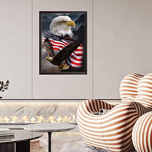 KTHOFCY 5D DIY Diamond Painting Kits for Adults Kids Eagle and Flag Full Drill Embroidery Cross Stitch Crystal Rhinestone Paintings Pictures Arts Wall Decor Painting Dots Kits 15.7X11.8 in - Image 2