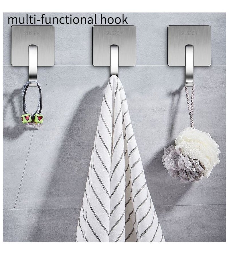 Black Heavy Duty Stainless Steel Adhesive Wall Hooks No Drill Damage Free 2pc - Image 1