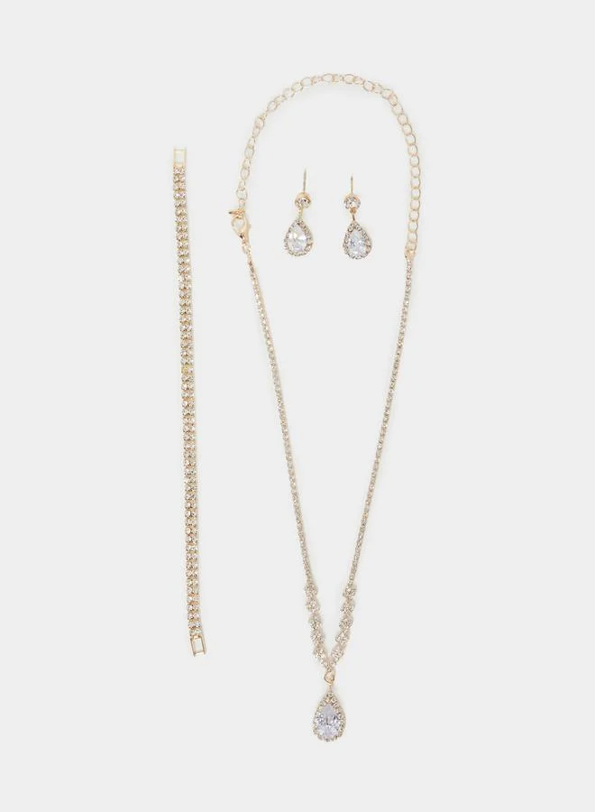 Styli Styli Embellished Necklace, Earring and Bracelet Jewelry Set
