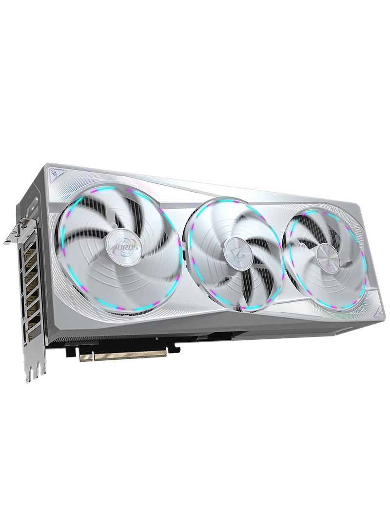 GIGABYTE AORUS GeForce RTX 5080 MASTER ICE 16GB GDDR7 Graphics Card, PCIe 5.0 x16, DLSS 4, WINDFORCE Triple-Fan Cooling, 3x DisplayPort 2.1b + HDMI 2.1b, Real-Time Ray Tracing, Dual BIOS, RGB Lighting, LCD Edge Display, Gaming & Creator GPU | GV-N5080AORUSM ICE-16GD White - Image 3