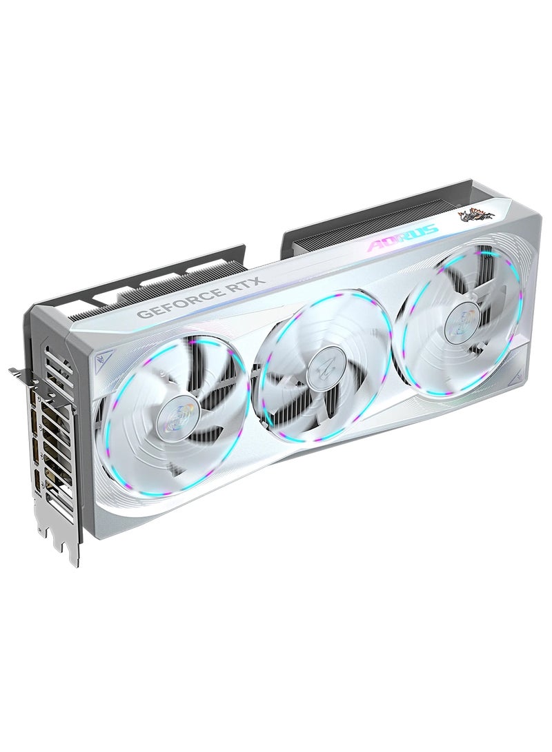 GIGABYTE AORUS GeForce RTX 5080 MASTER ICE 16GB GDDR7 Graphics Card, PCIe 5.0 x16, DLSS 4, WINDFORCE Triple-Fan Cooling, 3x DisplayPort 2.1b + HDMI 2.1b, Real-Time Ray Tracing, Dual BIOS, RGB Lighting, LCD Edge Display, Gaming & Creator GPU | GV-N5080AORUSM ICE-16GD White - Image 2