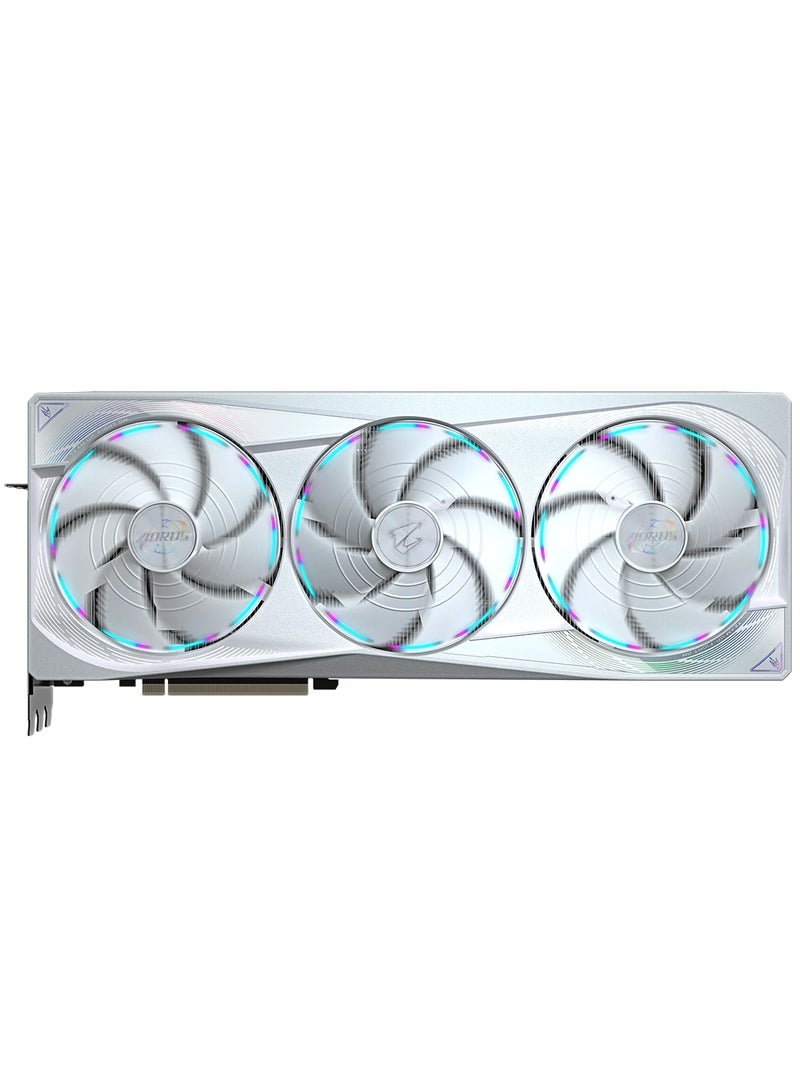 GIGABYTE AORUS GeForce RTX 5080 MASTER ICE 16GB GDDR7 Graphics Card, PCIe 5.0 x16, DLSS 4, WINDFORCE Triple-Fan Cooling, 3x DisplayPort 2.1b + HDMI 2.1b, Real-Time Ray Tracing, Dual BIOS, RGB Lighting, LCD Edge Display, Gaming & Creator GPU | GV-N5080AORUSM ICE-16GD White - Image 5