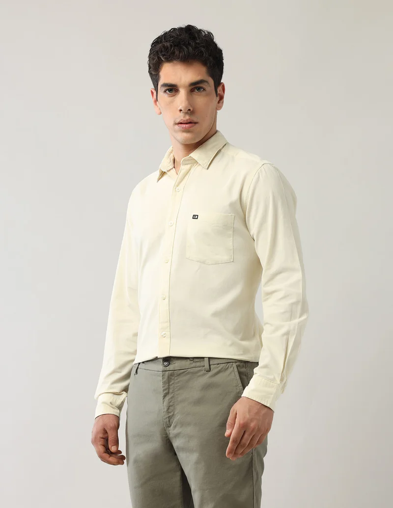 Arrow Off White Pure Cotton Corduroy Shirt for Men | Best Price UAE