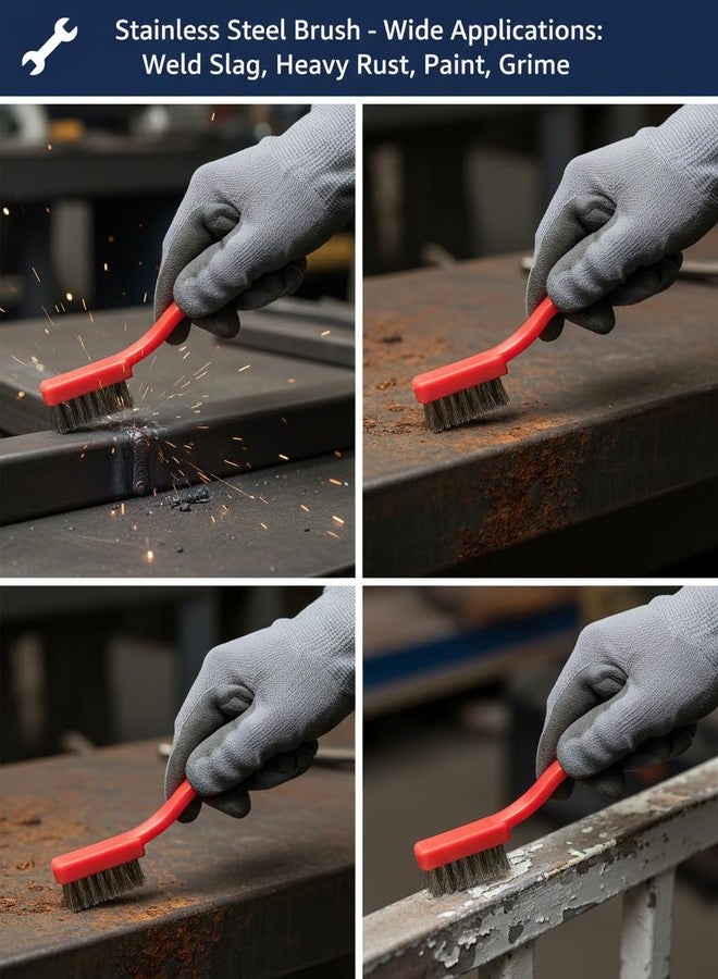 سبارك مجموعة فرشاة سبارك ميني سلكية، 3 قطع - فرش تنظيف تفصيلية من النايلون والنحاس والفولاذ المقاوم للصدأ لإزالة الصدأ، وتحضير الطلاء، والمعادن، والشواية، والاستخدام في السيارات - Image 4