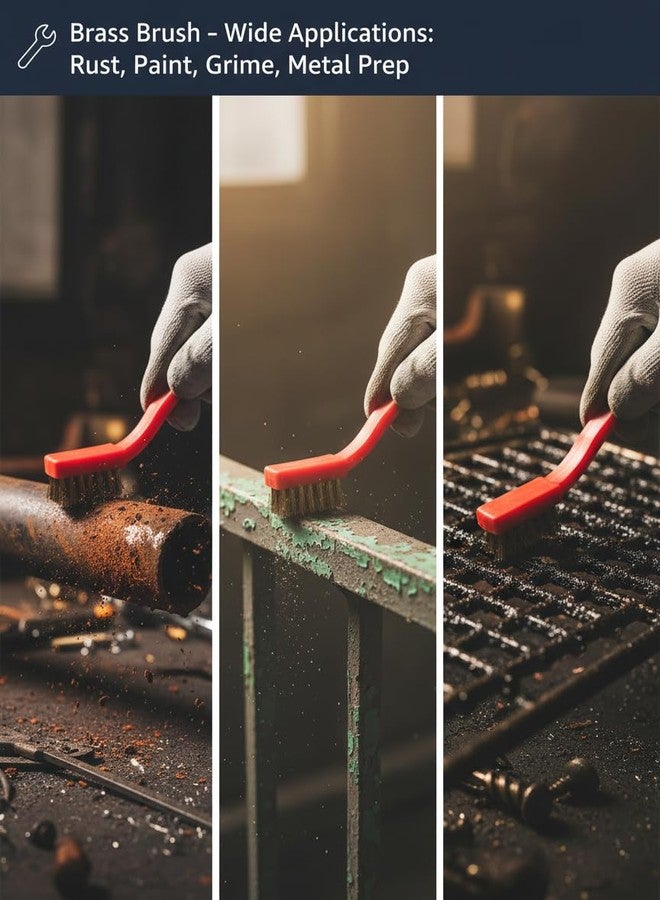 سبارك مجموعة فرشاة سبارك ميني سلكية، 3 قطع - فرش تنظيف تفصيلية من النايلون والنحاس والفولاذ المقاوم للصدأ لإزالة الصدأ، وتحضير الطلاء، والمعادن، والشواية، والاستخدام في السيارات - Image 3