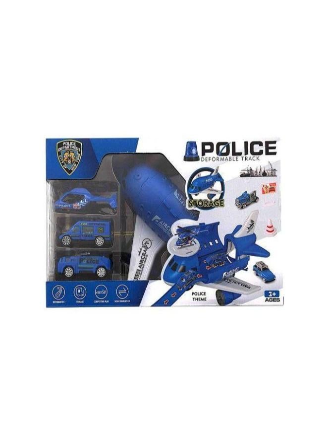 Police Deformable Track Aircraft Vehicle Play Set - Image 1