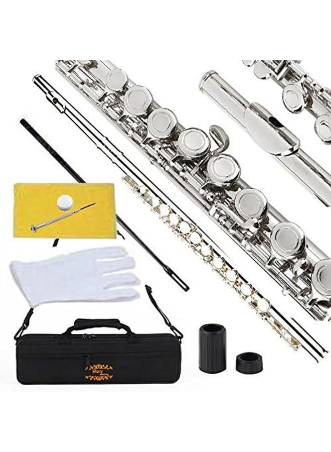 Glory Closed Hole C Flute With Case, Tuning Rod and Cloth,Joint Grease and Gloves Nickel Siver-,Click to see more colors - Image 2