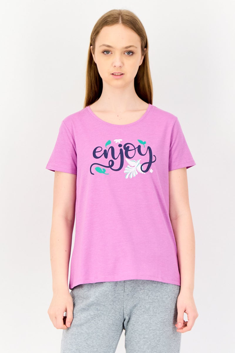 Zivame By Rosaline Women Graphic Print Pyjama T-Shirt, Light Purple - Image 1