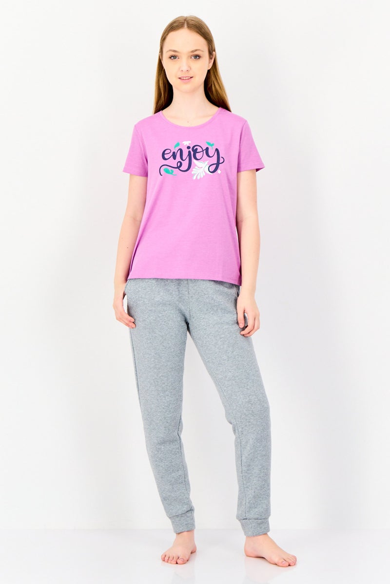 Zivame By Rosaline Women Graphic Print Pyjama T-Shirt, Light Purple - Image 4