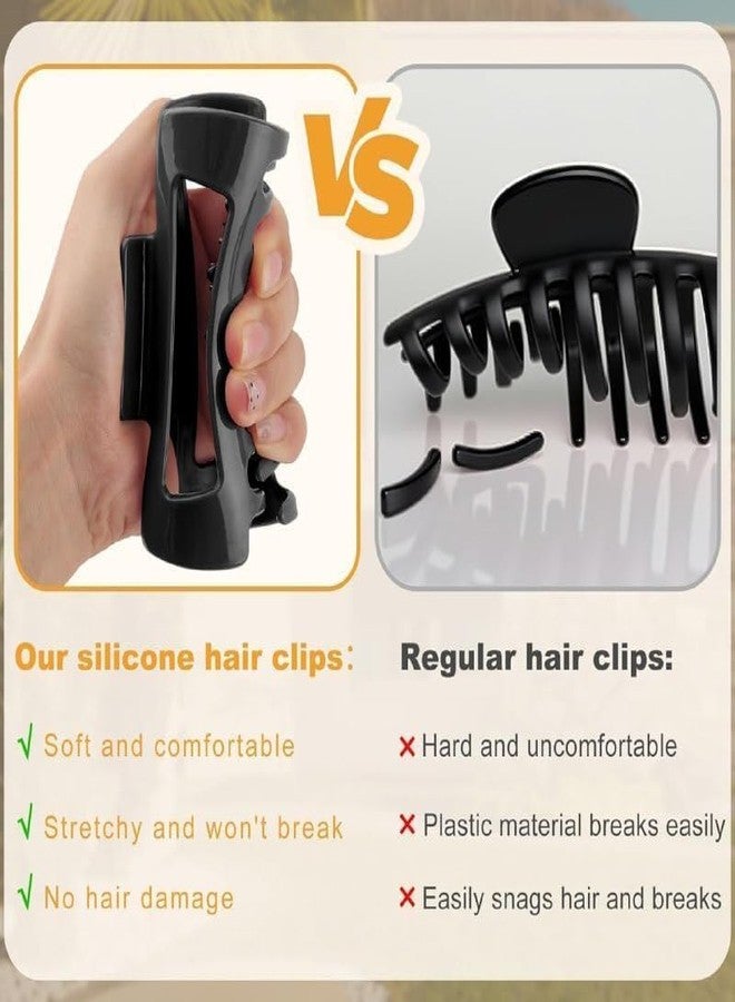 ZEVESTY 2 Pcs Korean Large Matte Hair Claw Clips Silicone Hair Clutcher Rubber Hair Clip for Daily Use & Styling Soft Bendable Hair Butterfly Unbreakable Squishy Clutcher Hair Accessories(Multi) - Image 2