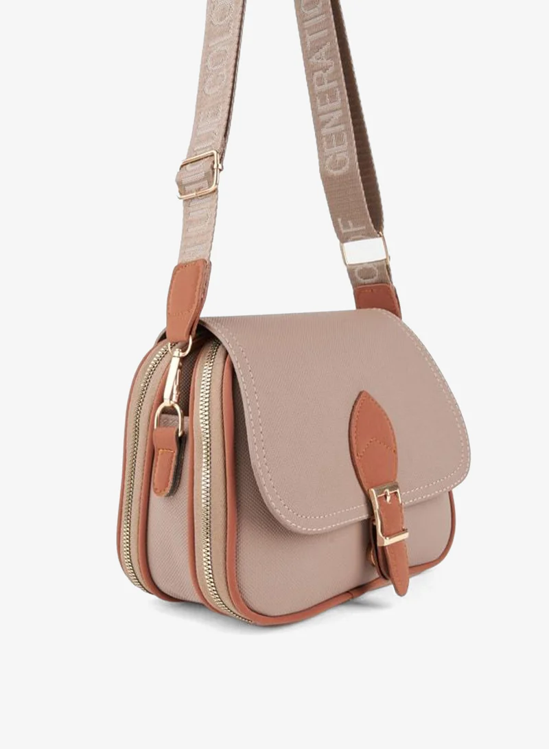 Women's Clover Dark Violet Bag with 4 Pockets, Lidded Zipper and Snap Closure, Hand and Shoulder Bag.