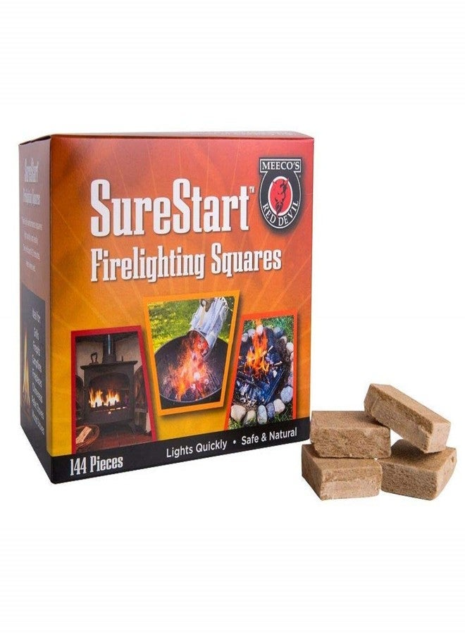 Meeco's Red Devil 419 SureStart Firelighting Squares (Pack of 144) - Quick & Easy Fire Starters for Fireplaces, Wood Stoves, Campfires & Grills - Burns 8-12 Minutes, Even When Wet - Made in Germany