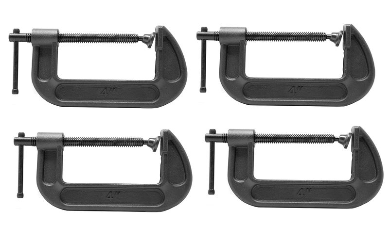 KROST 4 inch Industrial Heavy Duty G Clamp C Type Antirust Universal Clamping Tool for woodworking and DIY Maximum Opening size 100mm 4PCS - Image 1